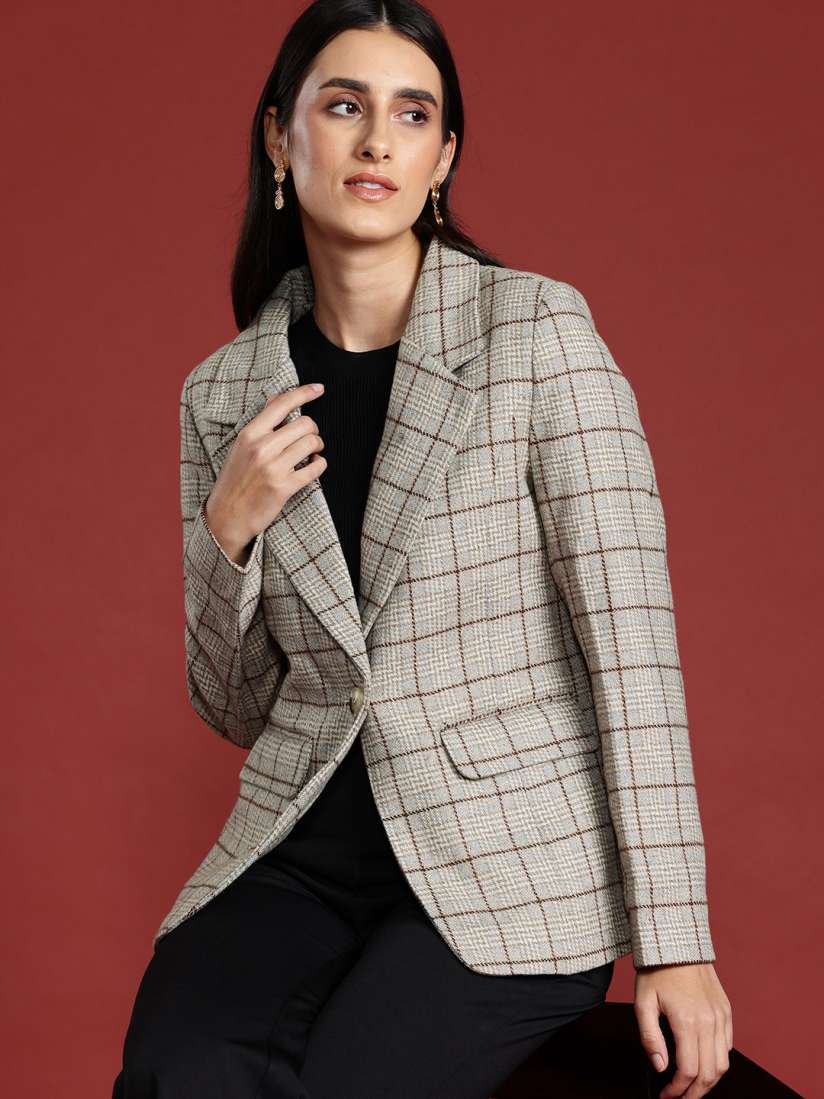 Checked casual blazer on sale