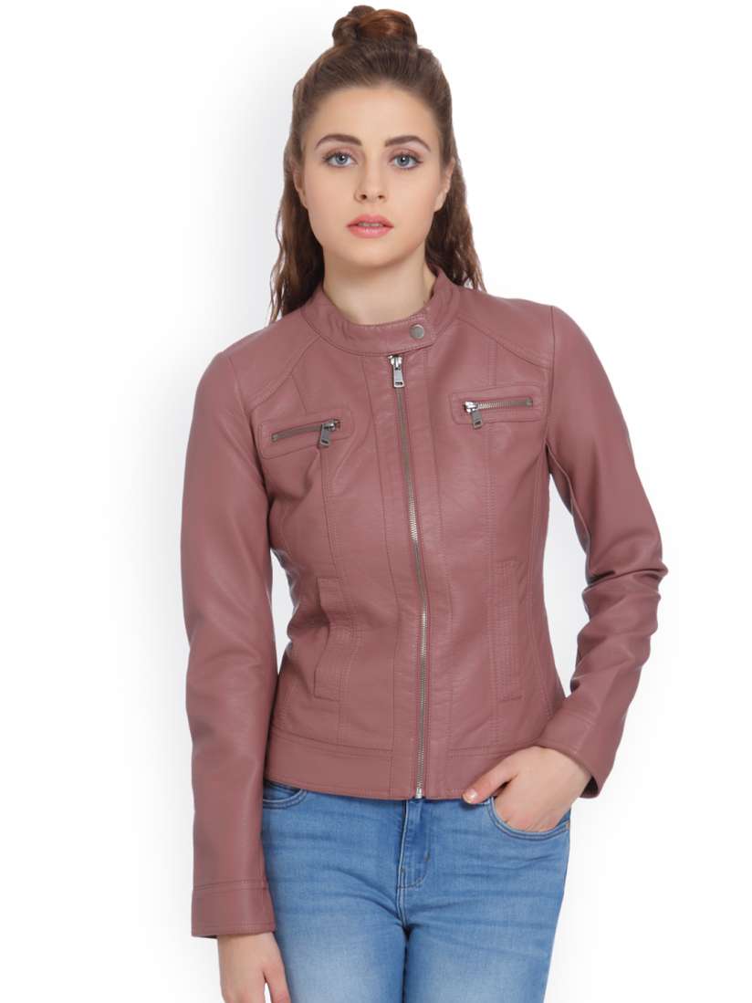 Buy ONLY Women Dusty Pink Solid Biker Jacket Jackets for Women 2289740 Myntra