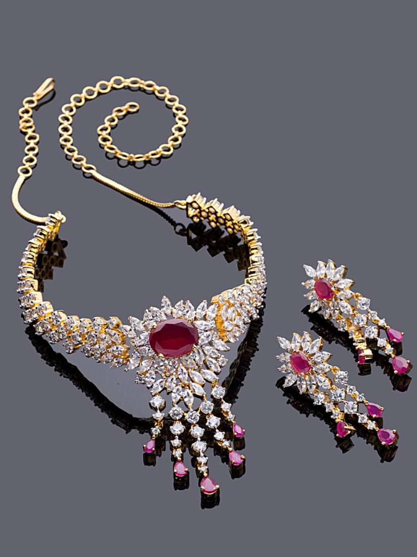 Buy Studio Voylla Princess of Wales Women Gold Toned Stone studded Floral shaped Jewellery Set Jewellery Set for Women 2289945 Myntra