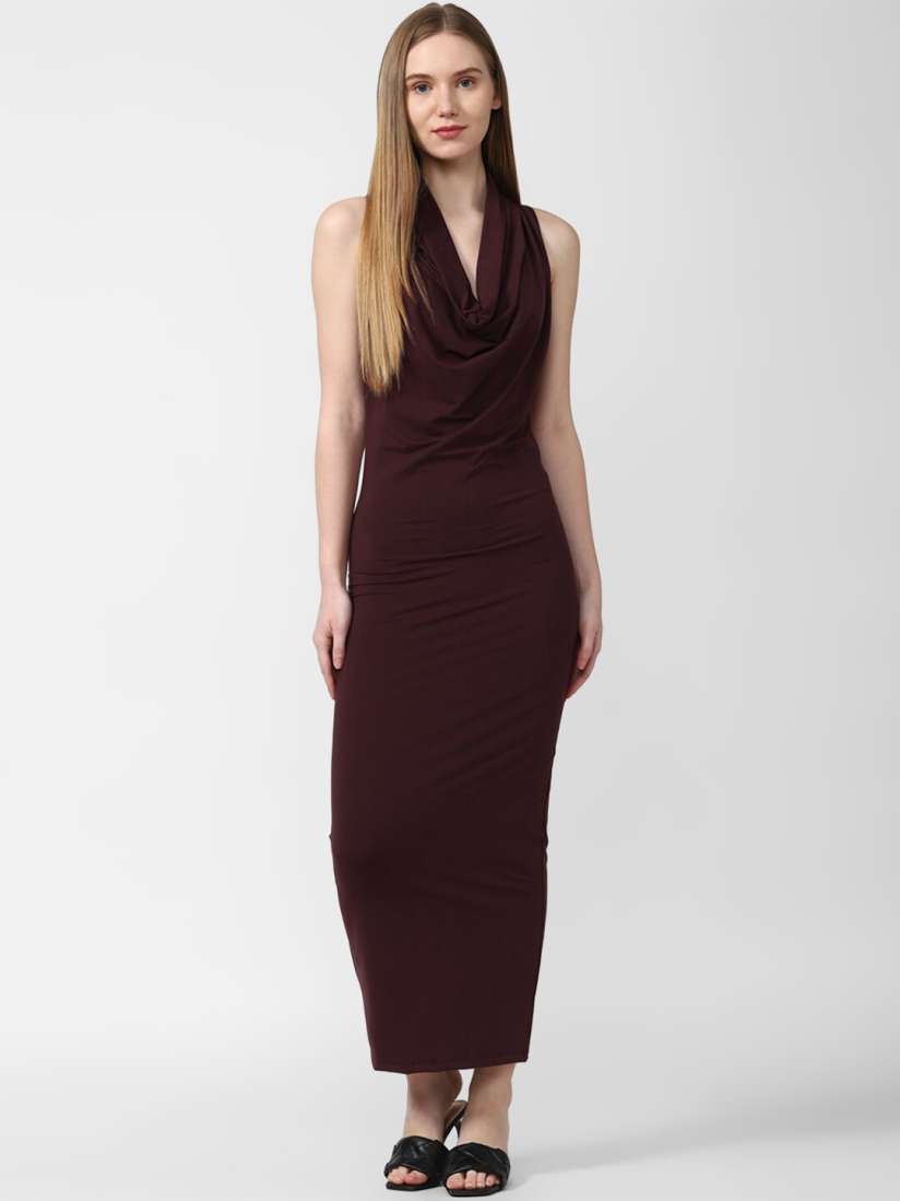 Buy FOREVER 21 Maroon Cowl Neck Bodycon Maxi Dress Dresses for Women 22903304 Myntra