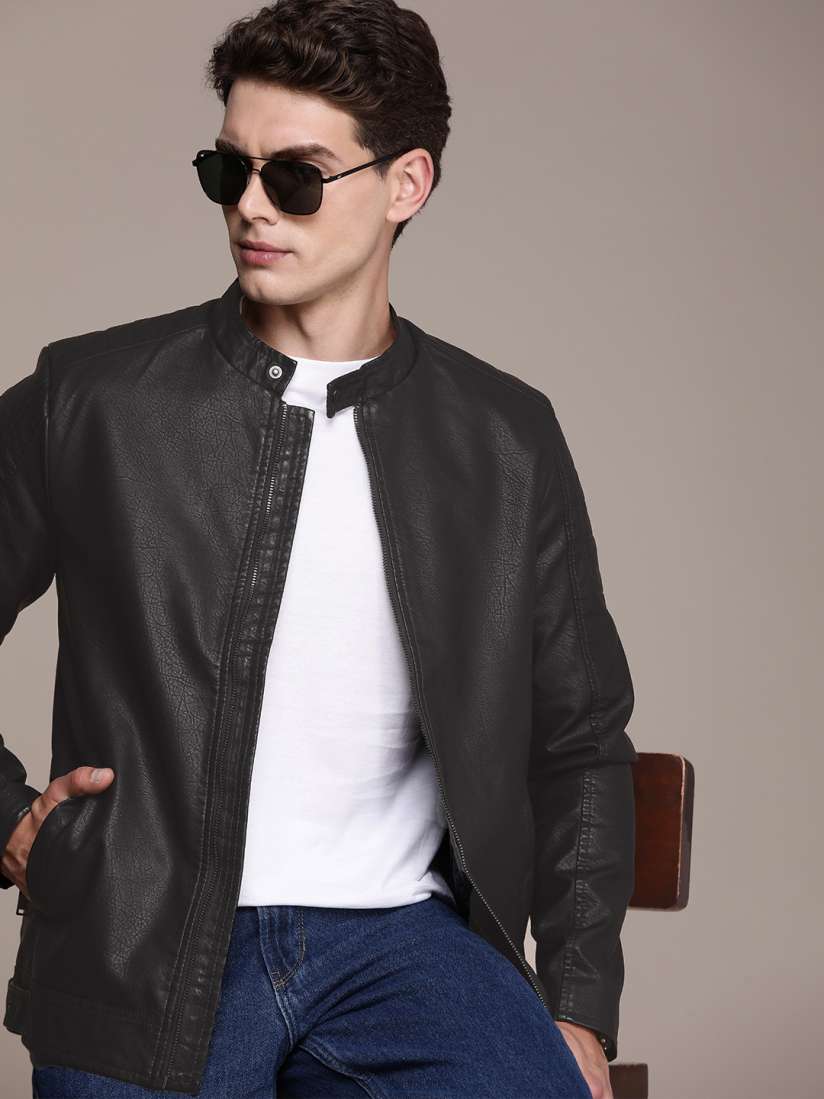 Stand leather jacket shop