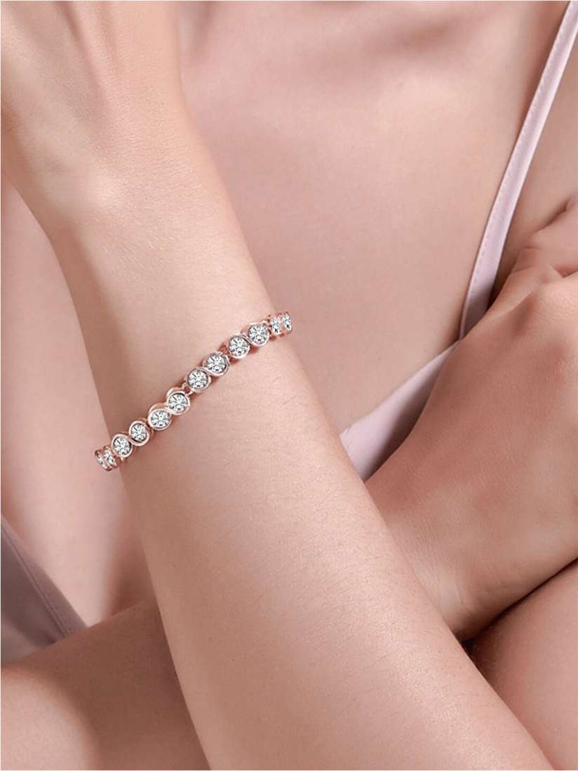 Buy Peora Rose Gold Plated American Diamond Studded Charm Bracelet Bracelet for Women 22910078 Myntra