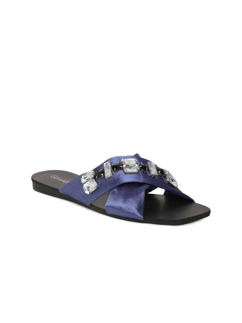 Buy Catwalk Women Navy Blue Solid Open Toed Flats Flats for Women 2291074 Myntra