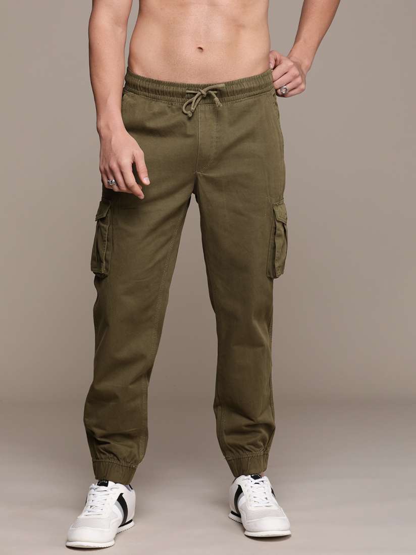 Buy The Roadster Lifestyle Co. Men Pure Cotton Cargo Joggers Trousers for Men 2291317 Myntra
