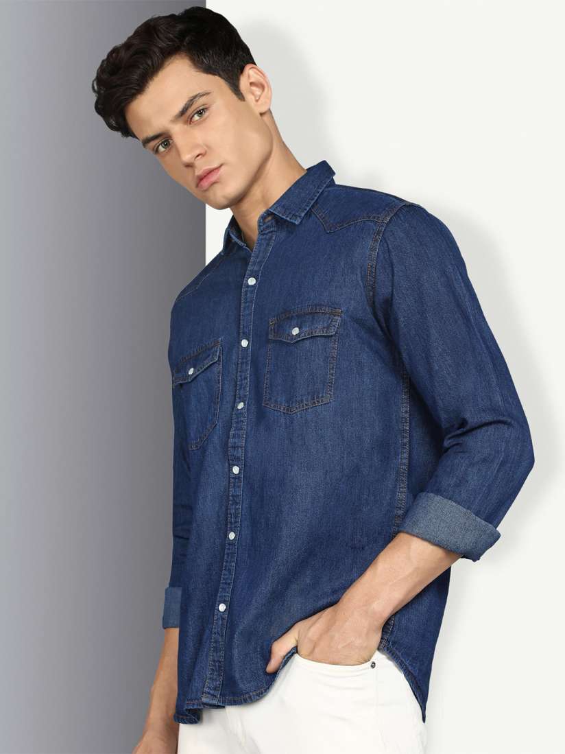 Buy Kuons Avenue Smart Slim Fit Opaque Denim Casual Shirt Shirts for Men 22918528 Myntra