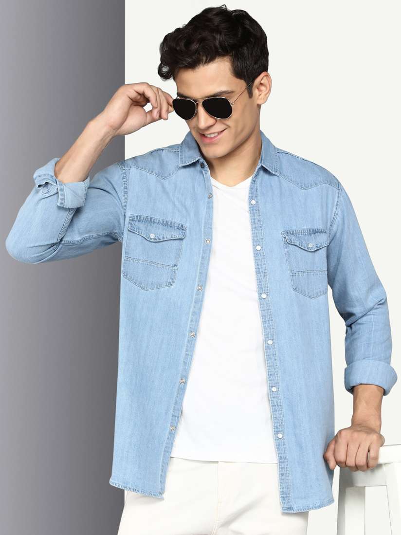 Buy Kuons Avenue Smart Slim Fit Twill Casual Denim Shirt Shirts for Men 22918534 Myntra