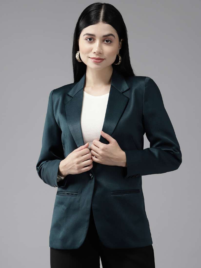 Buy Shaftesbury London Women Slim Fit Single Breasted Formal Dobby Blazer Blazers for Women 22918684 Myntra