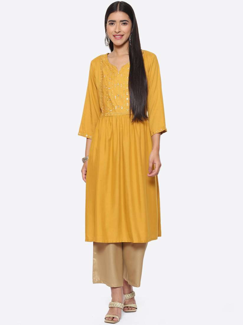 Buy Biba Ethnic Motifs Embroidered Mirror Work Anarkali Kurta Kurtas for Women 22920660 Myntra
