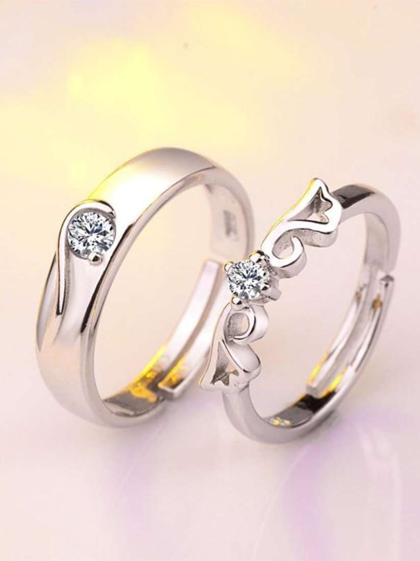 Buy KARISHMA KREATIONS Silver Plated AD Studded Adjustable Couple Rings Ring for Unisex 22924660 Myntra