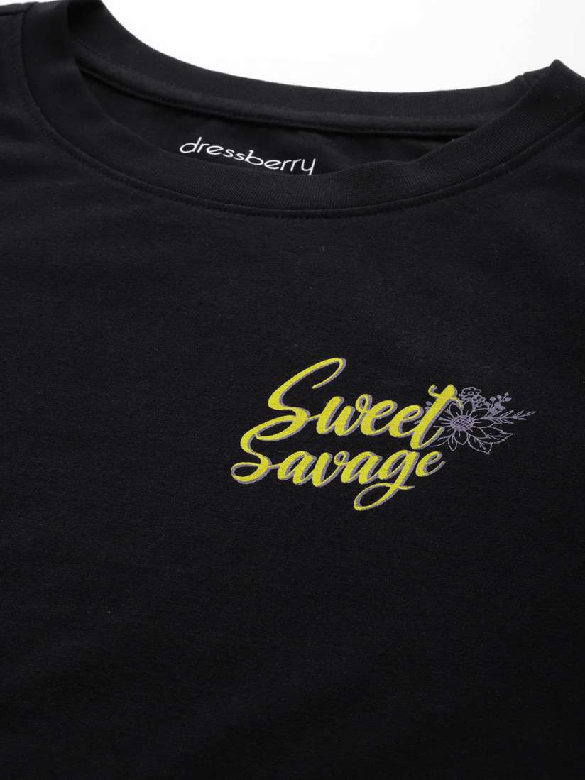 Buy DressBerry Typography Printed Slim Fit T shirt Tshirts for Women 22925564 Myntra