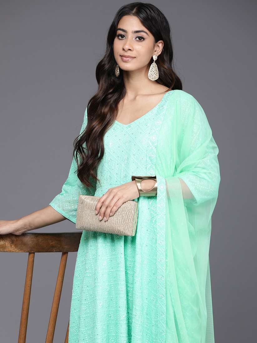Buy Libas Women Ethnic Motifs Embroidered Sequinned Kurta with Churidar With Dupatta Kurta Sets for Women 22926028 Myntra