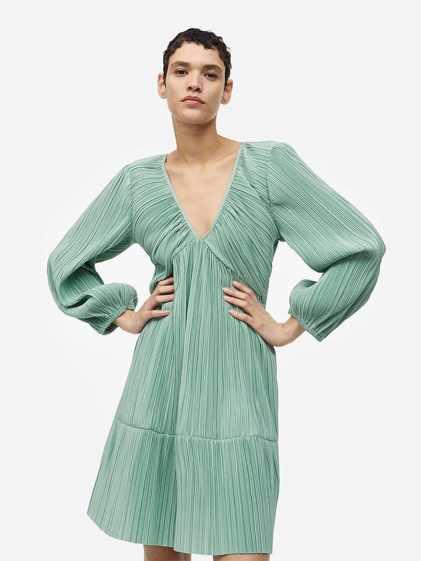 pleated jersey dress