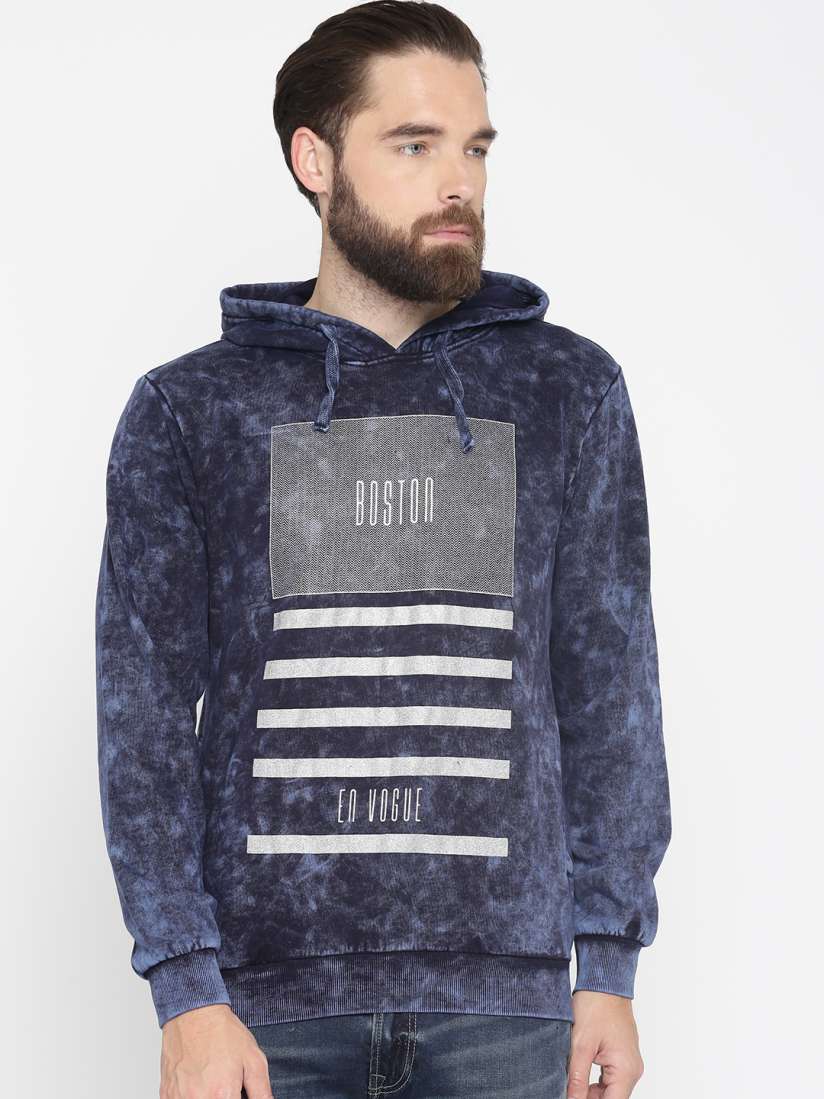 Buy Octave Men Blue Printed Hooded Sweatshirt Sweatshirts for Men 2293491 Myntra