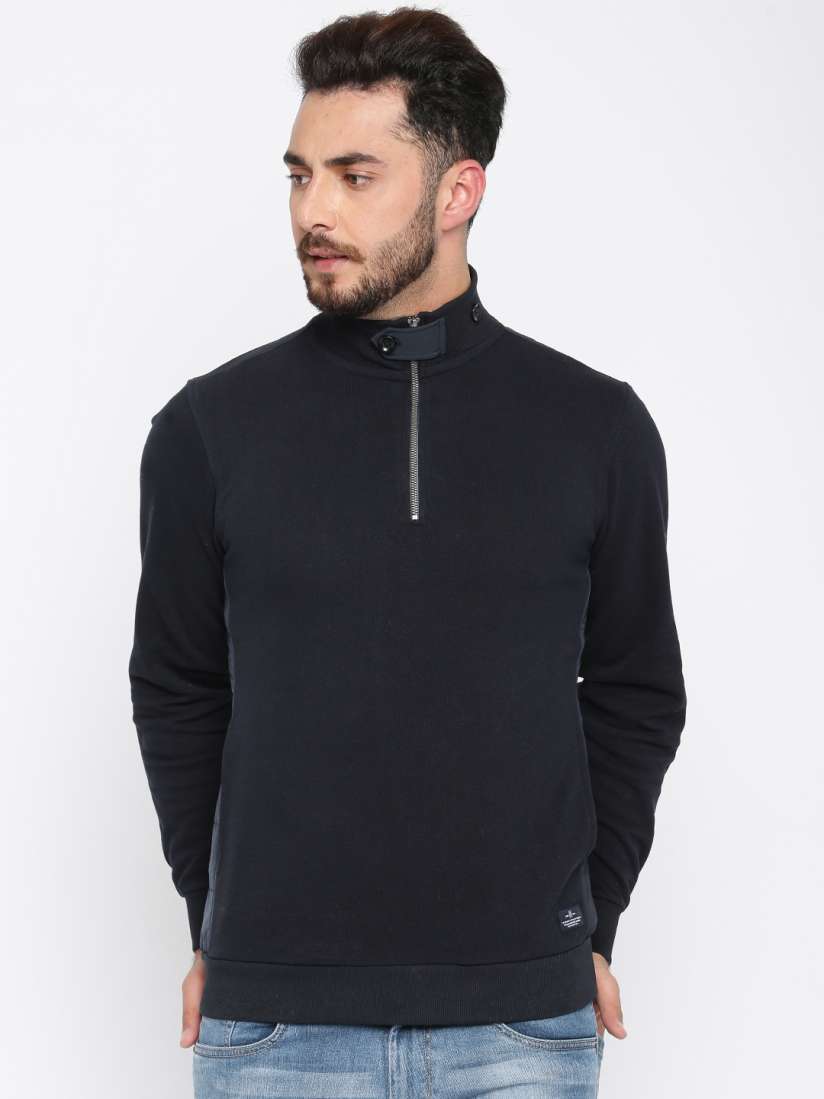 Buy Octave Men Navy Blue Solid Sweatshirt Sweatshirts for Men 2293497 Myntra