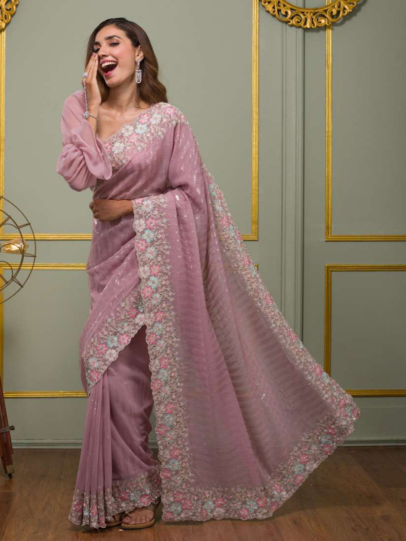 Buy Koskii Embellished Sequinned Poly Georgette Saree Sarees for Women 22937980 Myntra