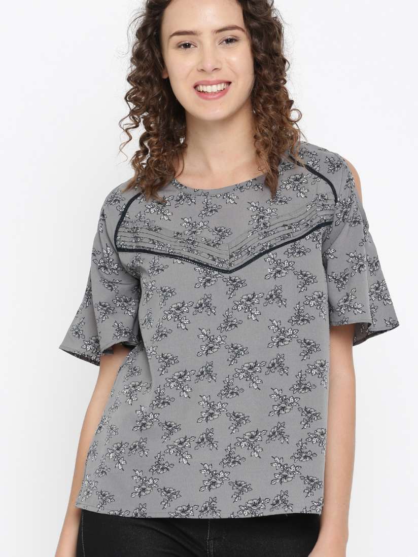 Buy DressBerry Women Grey Printed Top Tops for Women 2293813 Myntra