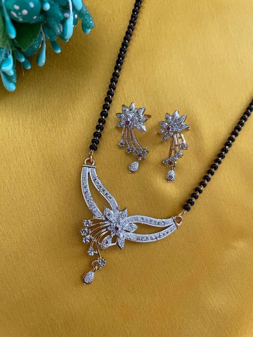 Buy Digital Dress Room Gold Plated Studded Floral Shaped Mangalsutra with Earrings Mangalsutra for Women 22938392 Myntra