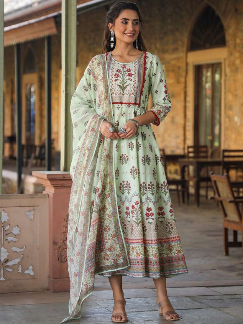 Green ethnic dress clearance