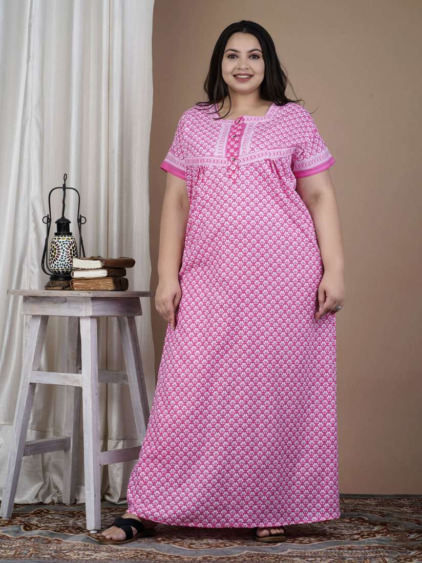 Buy SP DESIGNS Plus Size Floral Printed Pure Cotton Maxi Nightdress Nightdress for Women 22944978 Myntra