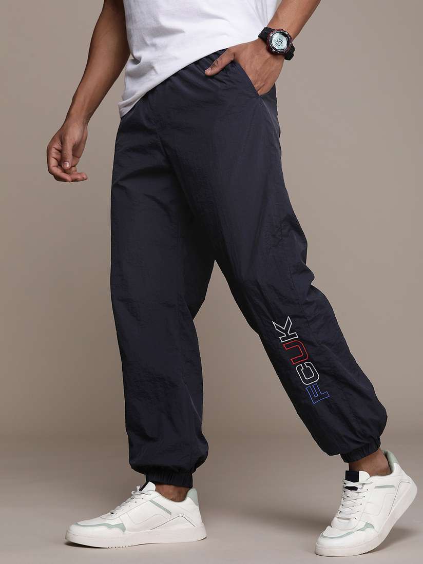 Buy FCUK Men Brand Logo Embroidered Mid-Rise Regular Joggers - Track Pants  for Men 22950048 | Myntra