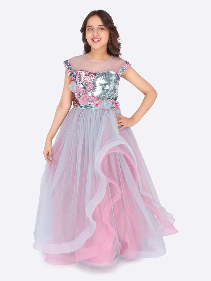 Buy CUTECUMBER Girls Floral Net Maxi Dress Dresses for Girls 22955794 Myntra