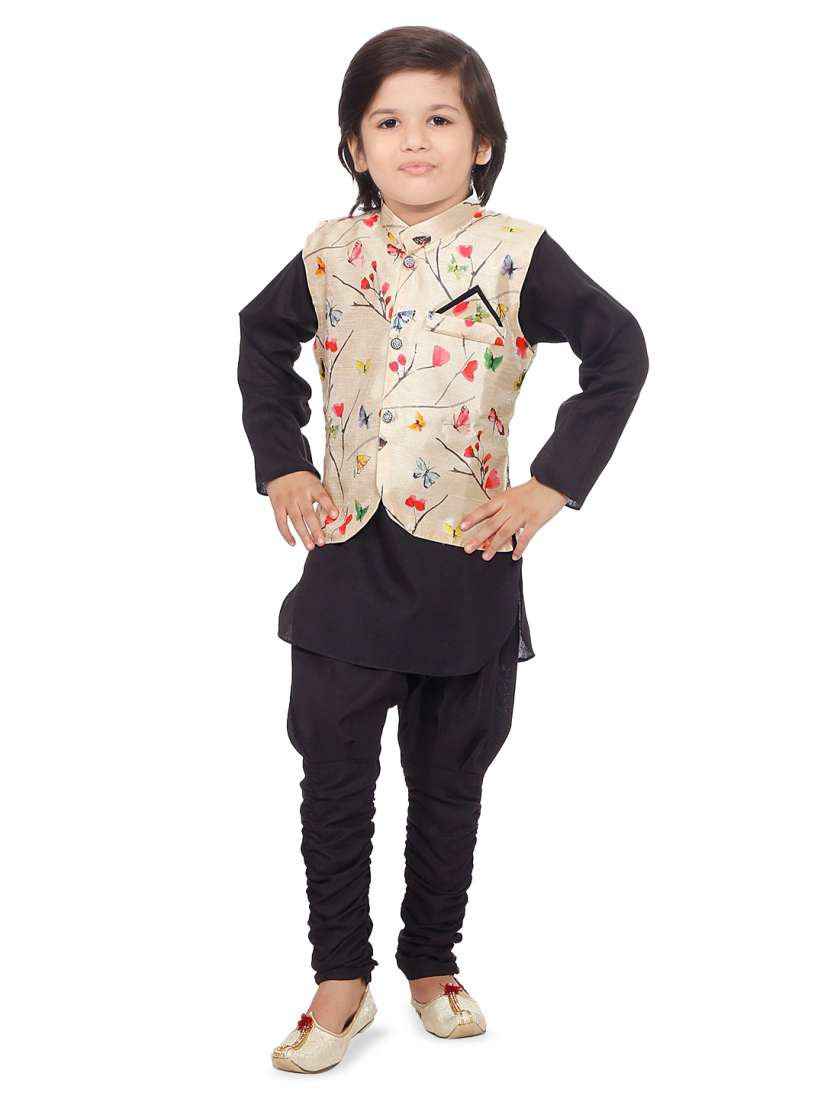 Buy BAESD Boys Pure Cotton Kurta With Churidar Waistcoat Clothing Set for Boys 22963002 Myntra
