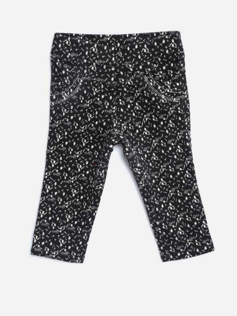 Buy Tiny Girl Black Printed Jeggings Jeggings for Girls 2296805 Myntra