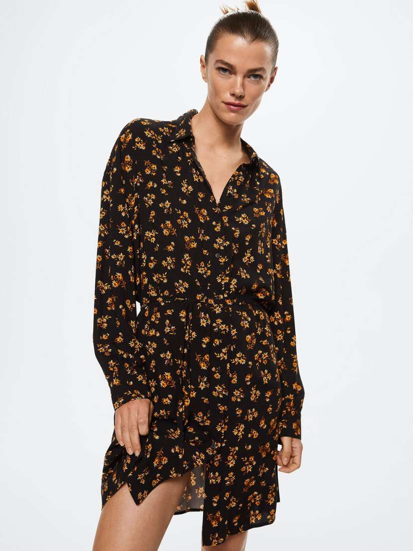Mango polka dot belt dress store