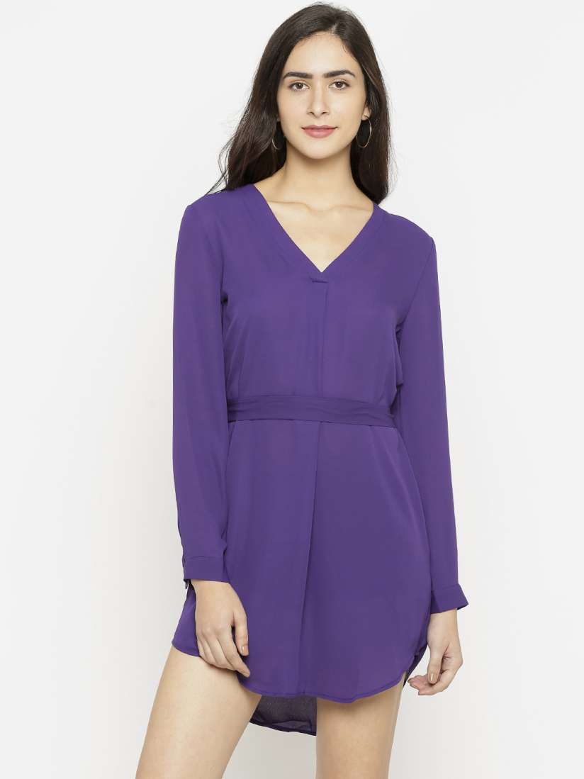 Buy FOREVER 21 Women Purple Solid A Line Dress Dresses for Women 2297151 Myntra