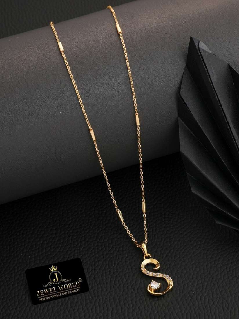 Buy JEWEL WORLD Gold Plated S Letter Stone Studded Necklace Necklace and Chains for Women 22985434 Myntra