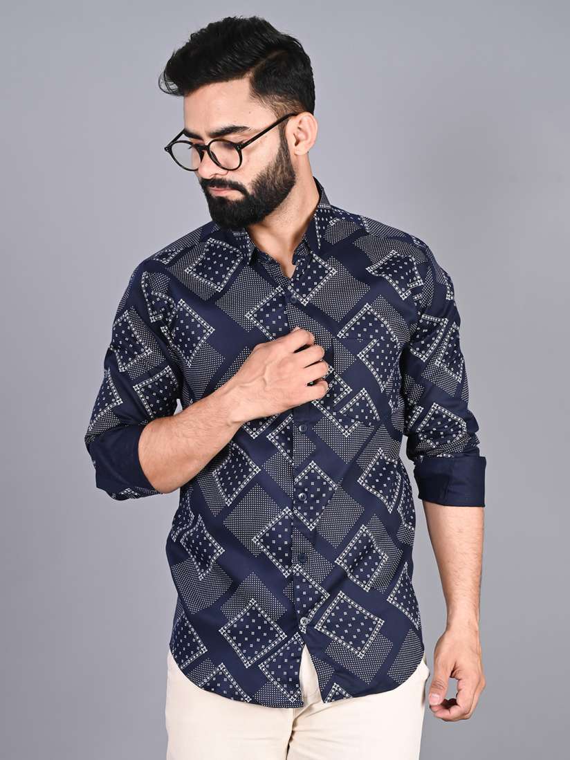 Buy FUBAR Geometric Printed Spread Collar Slim Fit Casual Shirt Shirts for Men 22988216 Myntra
