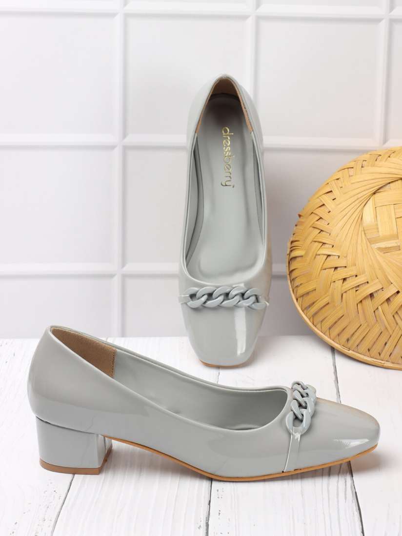 Gray block heel pumps hotsell