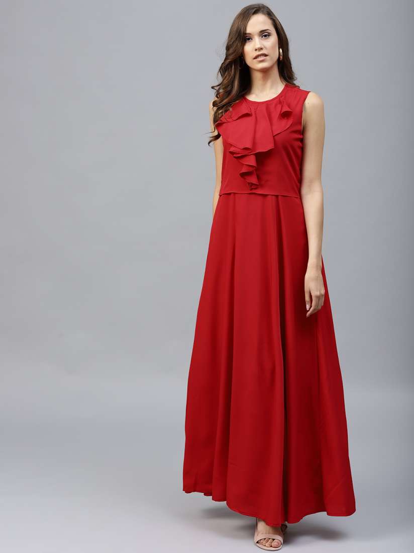Buy Tokyo Talkies Women Red Solid Maxi Dress Dresses for Women 2299710 Myntra