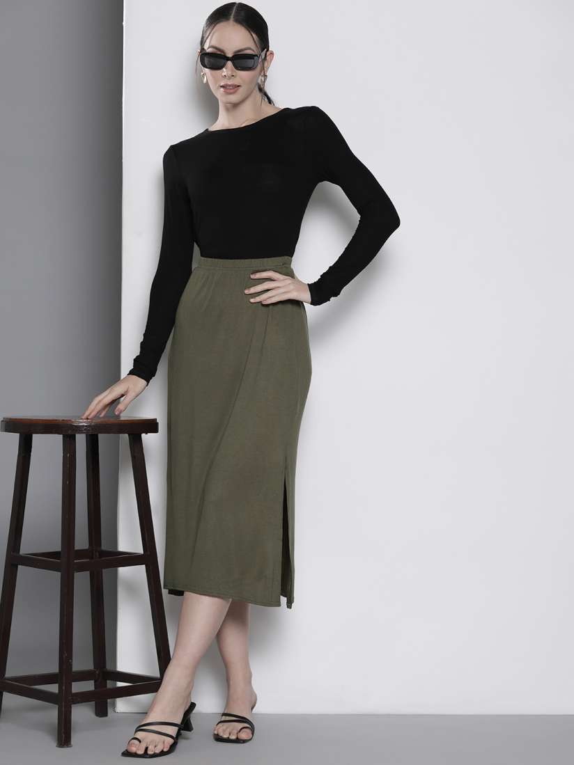 Buy DOROTHY PERKINS Side Slit Straight Midi Skirt Skirts for Women 22997440 Myntra