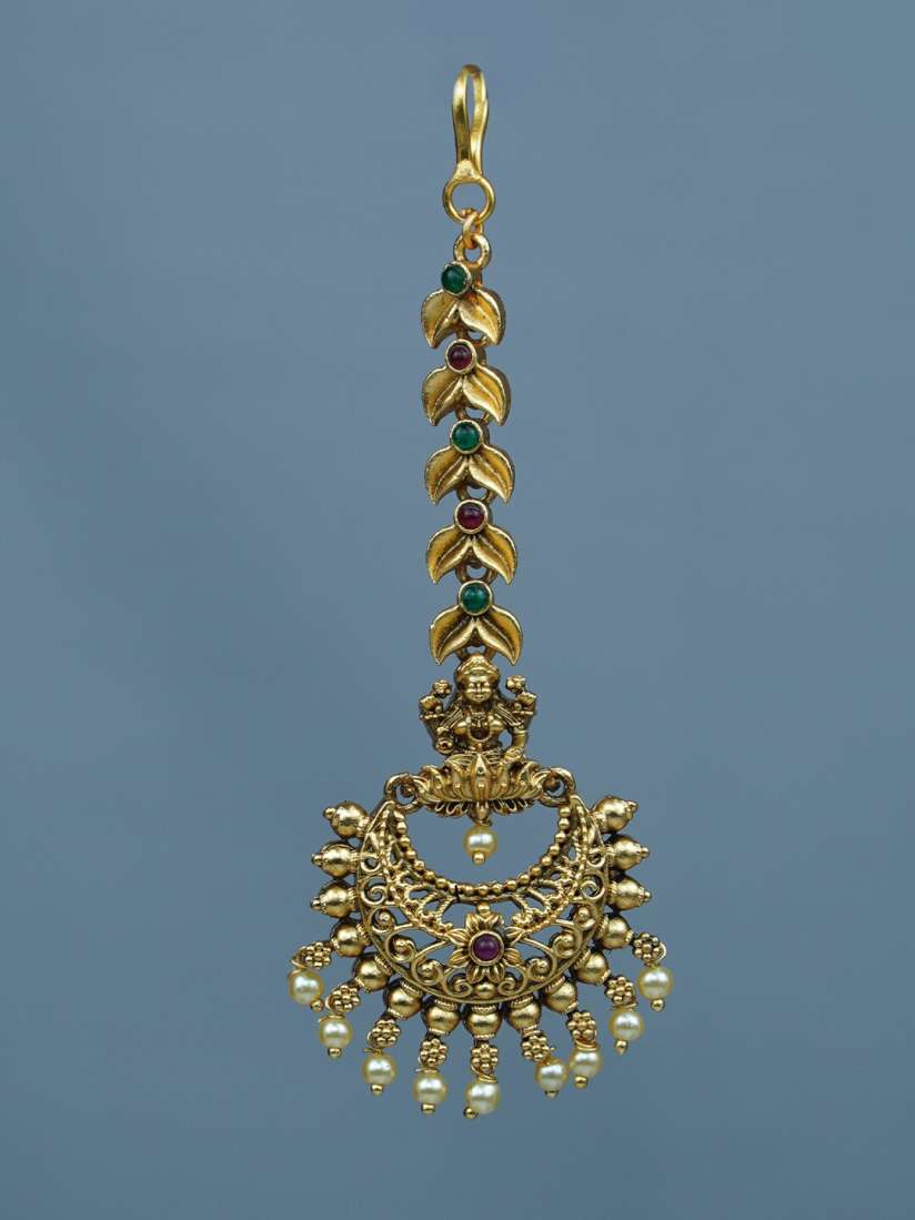 Buy Diksha collection Gold Plated Stones Studded And Beaded Temple Maang Tikka Head Jewellery for Women 23006030 Myntra