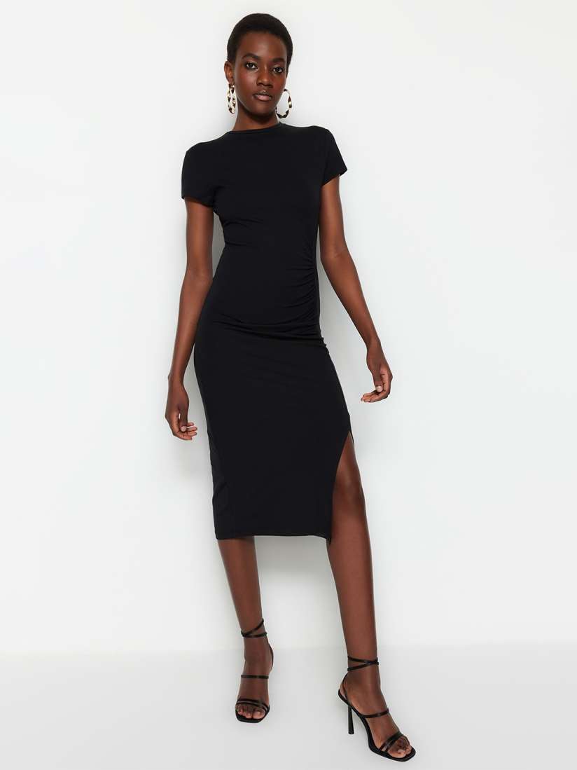Buy Trendyol Round Neck Bodycon Ruched Midi Dress Dresses for Women 23009096 Myntra