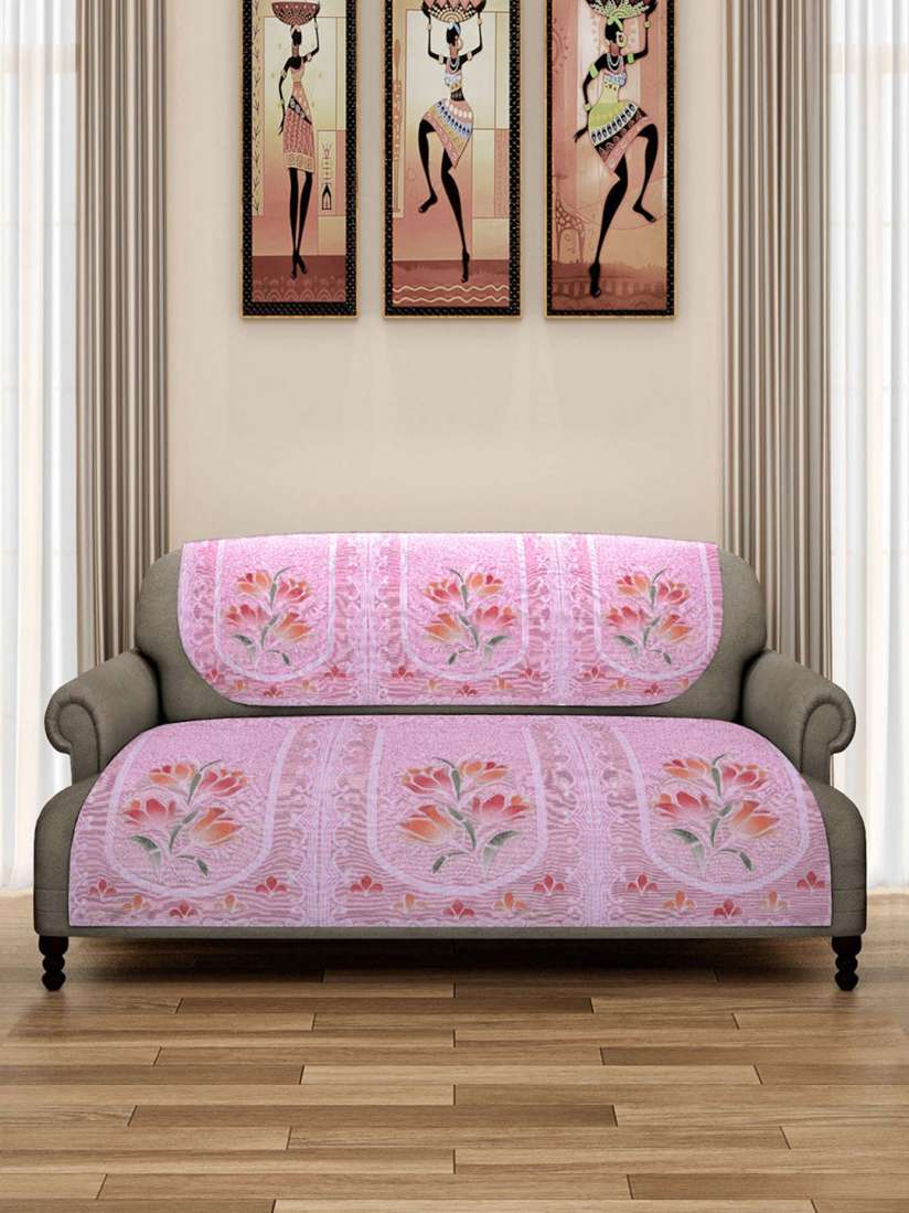 Buy ROMEE White Pink Floral Printed 5 Seater Net Sofa Cover Sofa Covers for Unisex 23009456 Myntra