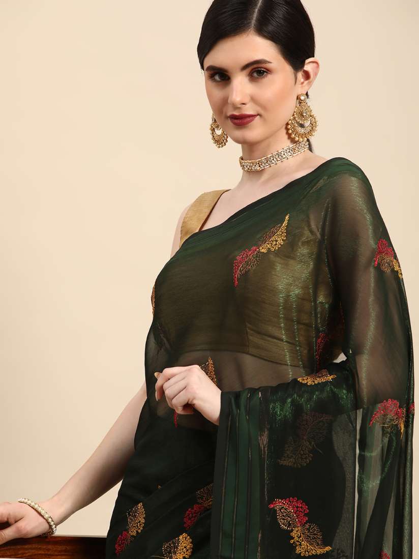 Myntra embroidered sarees on sale