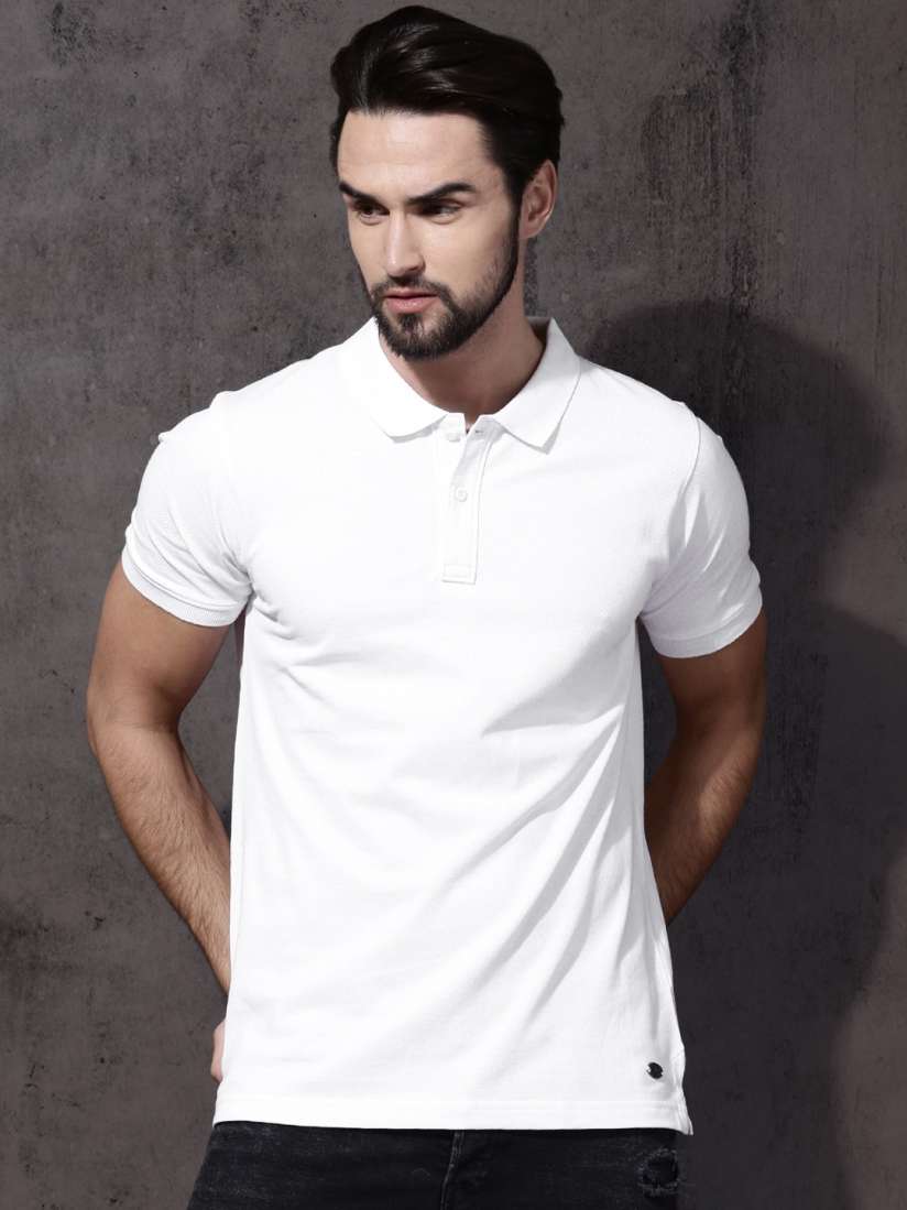 Buy Roadster Men White Polo Collar T shirt Tshirts for Men 2303672 Myntra