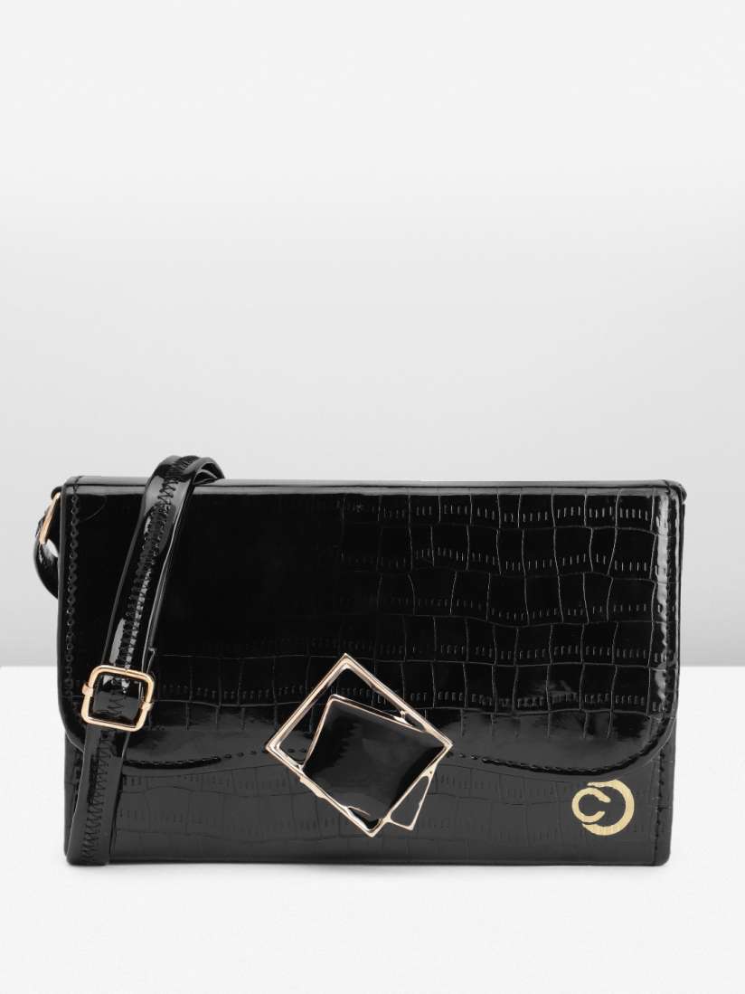 Buy Caprese Black Textured Sling Bag Handbags for Women 23038056 Myntra