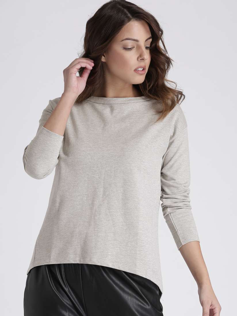 Buy Splash Women Grey Melange Solid High Low Top Tops for Women 2304340 Myntra