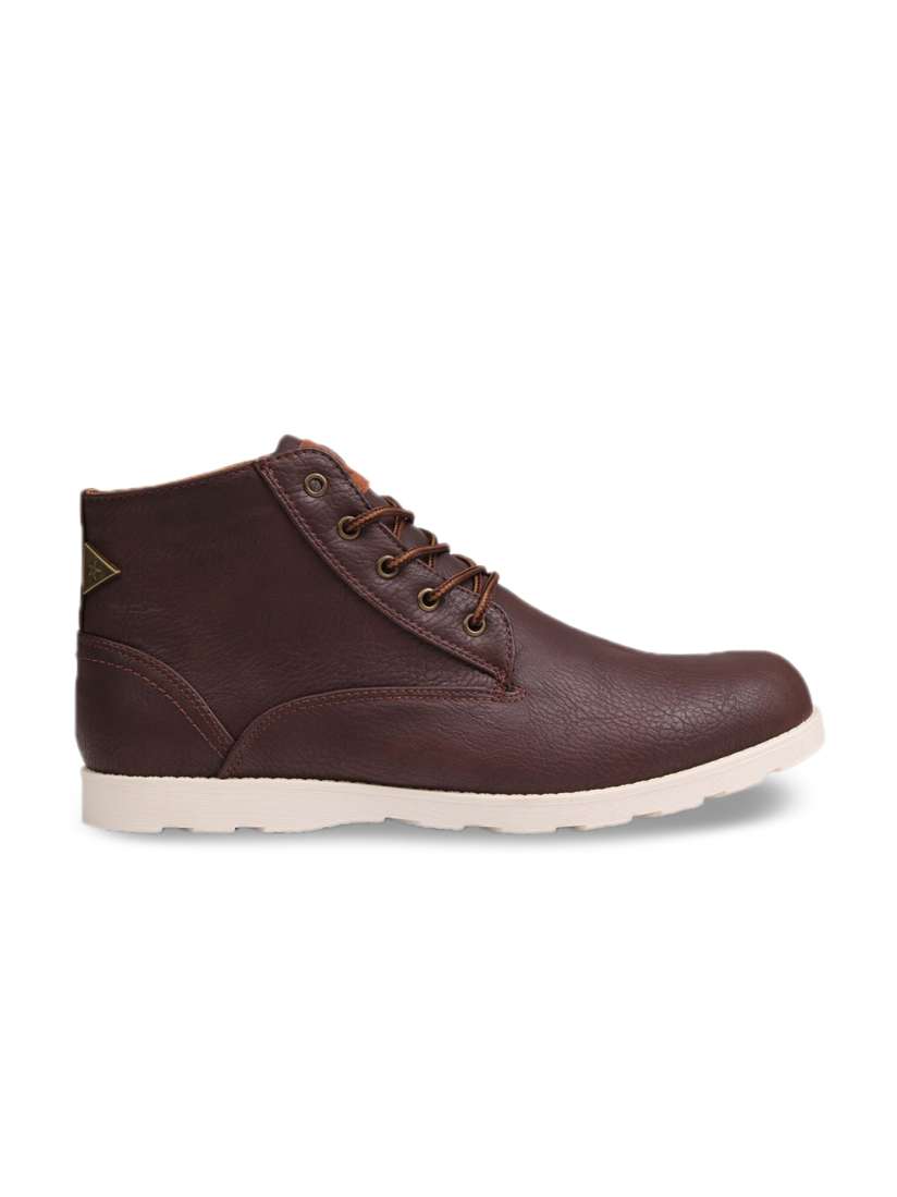Buy Soviet Men Brown Solid Synthetic High Top Flat Boots Casual Shoes for Men 2304542 Myntra