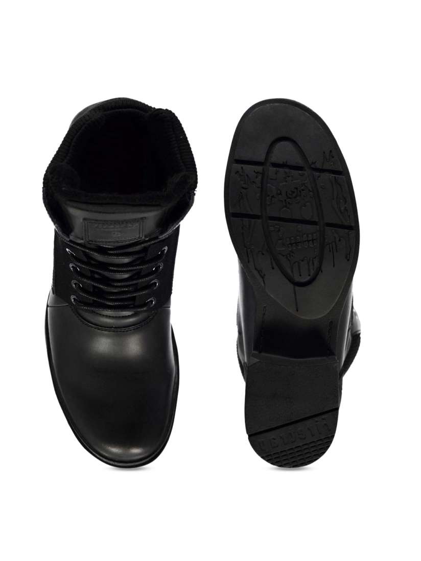 Buy Firetrap Men Black Solid Leather High Top Flat Leather Boots Casual Shoes for Men 2304746 Myntra