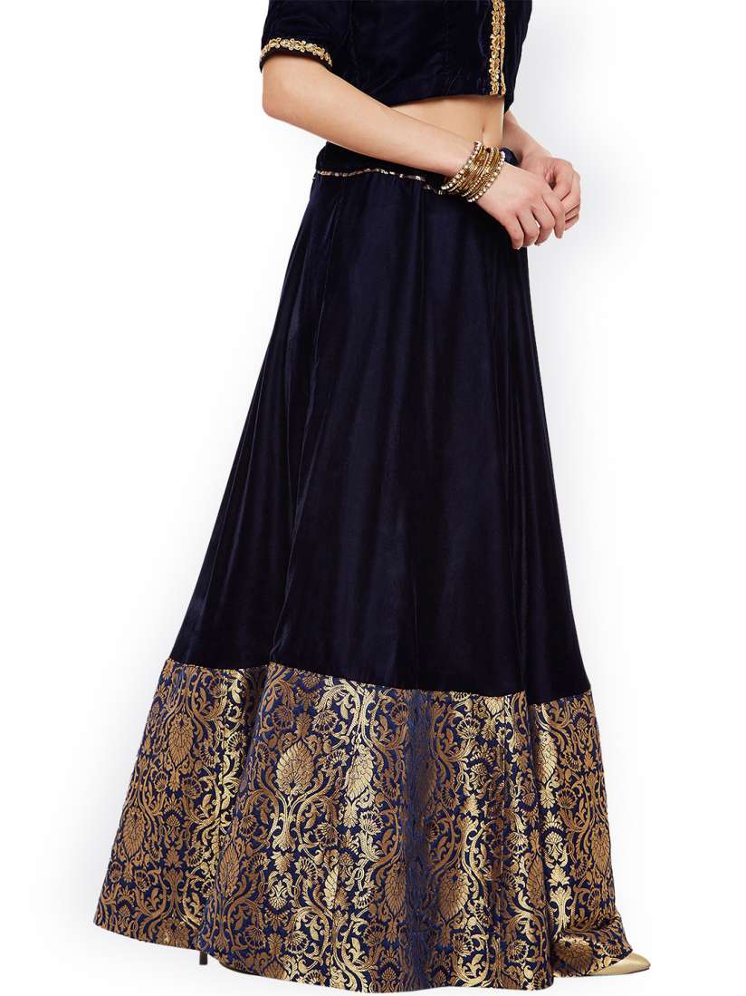 Gold brocade velvet skirt cheap