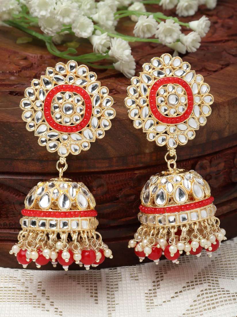 Buy Kennice Gold Plated Dome Shaped Vilandi Jhumkas Earrings Earrings for Women 23054132 Myntra