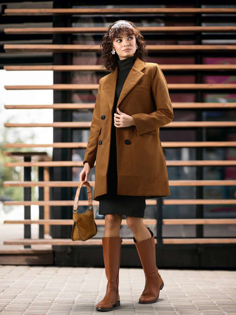 Buy DressBerry Double Breasted Longline Pea Coat Coats for Women 23054452 Myntra