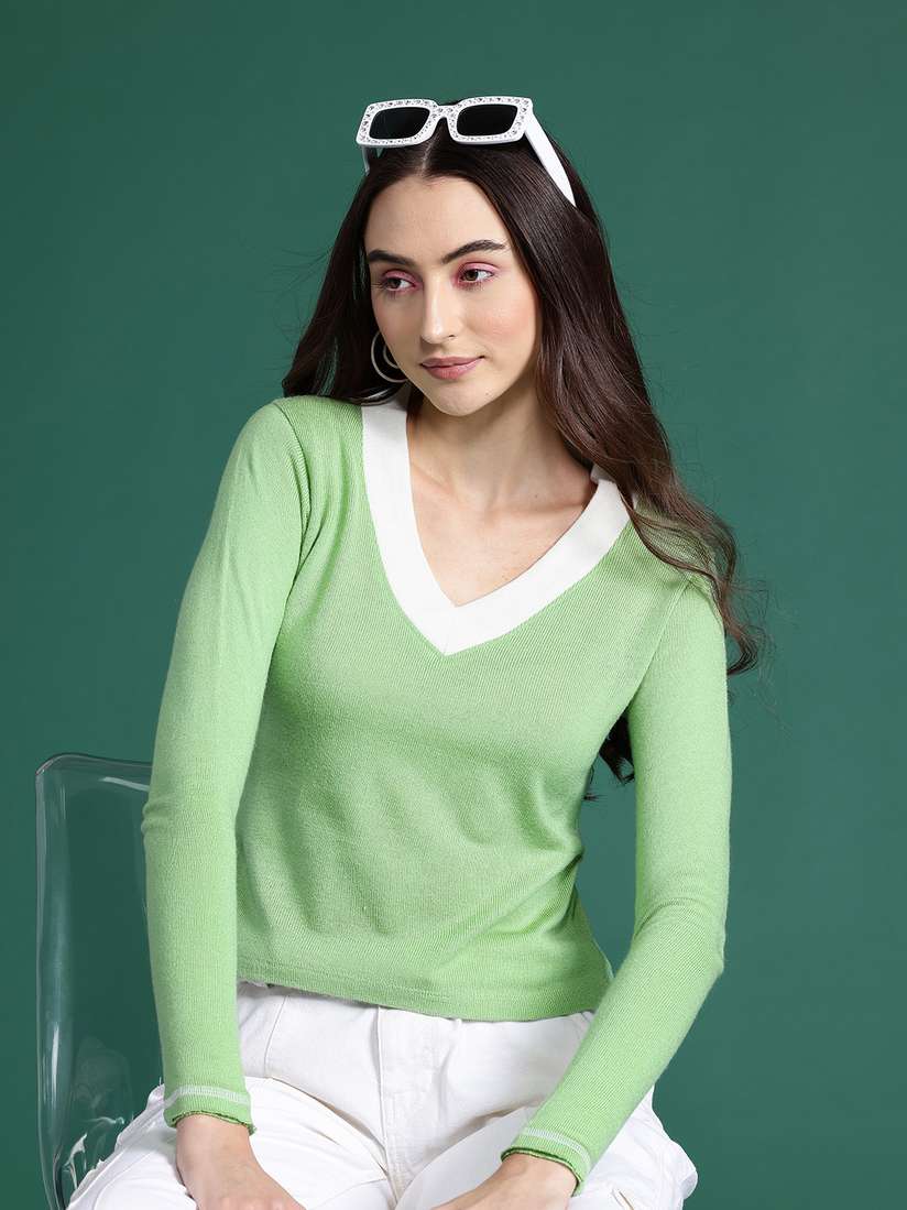 V Neck Womens Acrylic Sweaters Buy DressBerry Pure Acrylic V-Neck