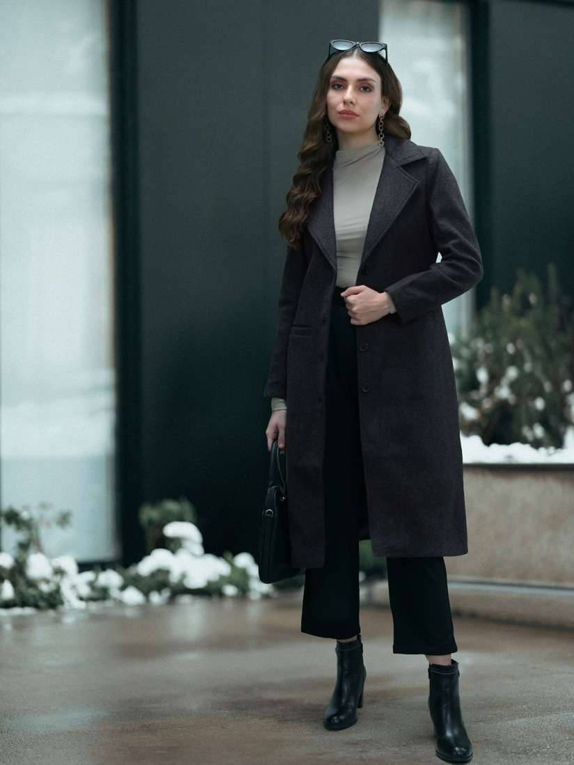 Buy DressBerry Women Solid Fuzzy Longline Overcoat Coats for Women 23054572 Myntra