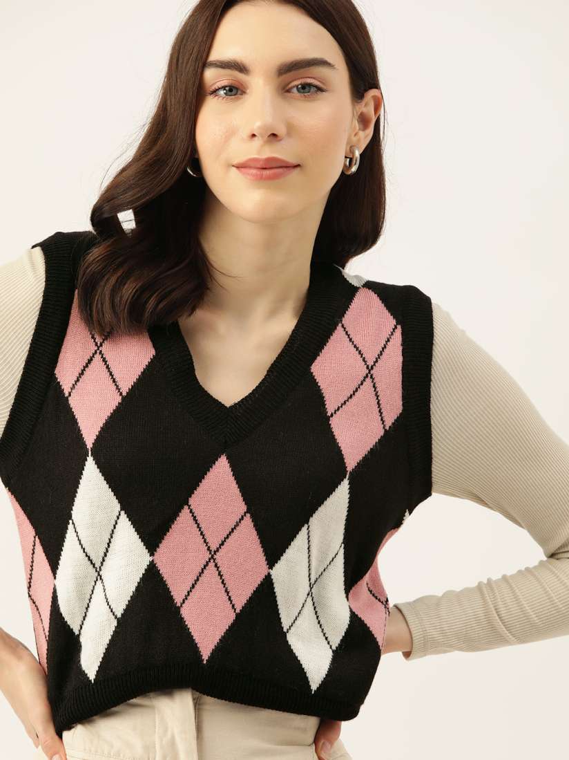 Argyle sweater vest women outlet