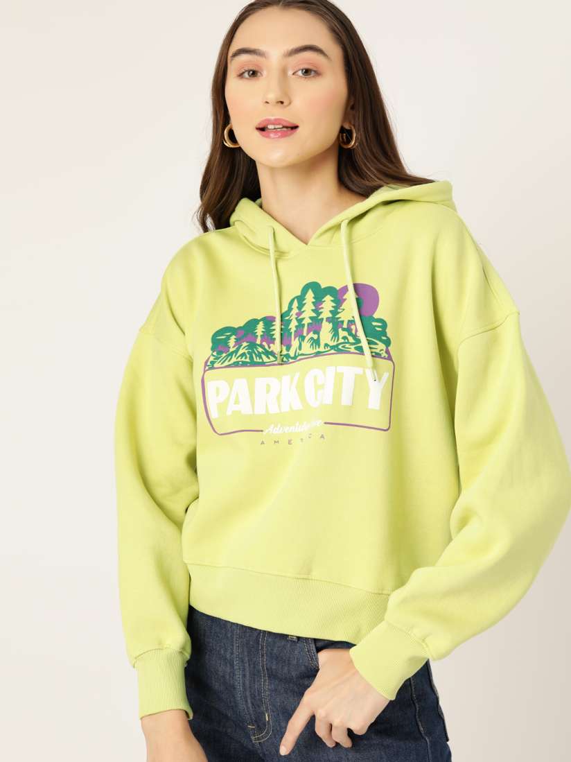 Buy DressBerry Printed Drop Shoulder Hooded Sweatshirt Sweatshirts for Women 23054742 Myntra